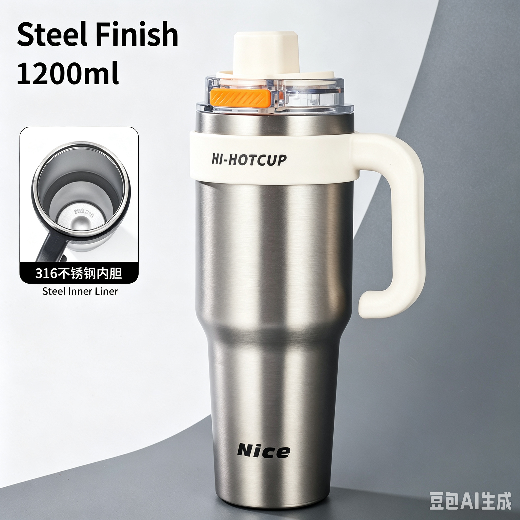 Huge Capacity Straw Tumbler, New Men's Insulated Ice Cup, Portable Car Water Bottle