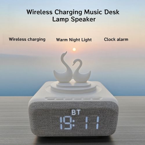 ✨2026 New Arrival Swan Bluetooth Speaker, LED Night Light Wireless Charger for Home Decor