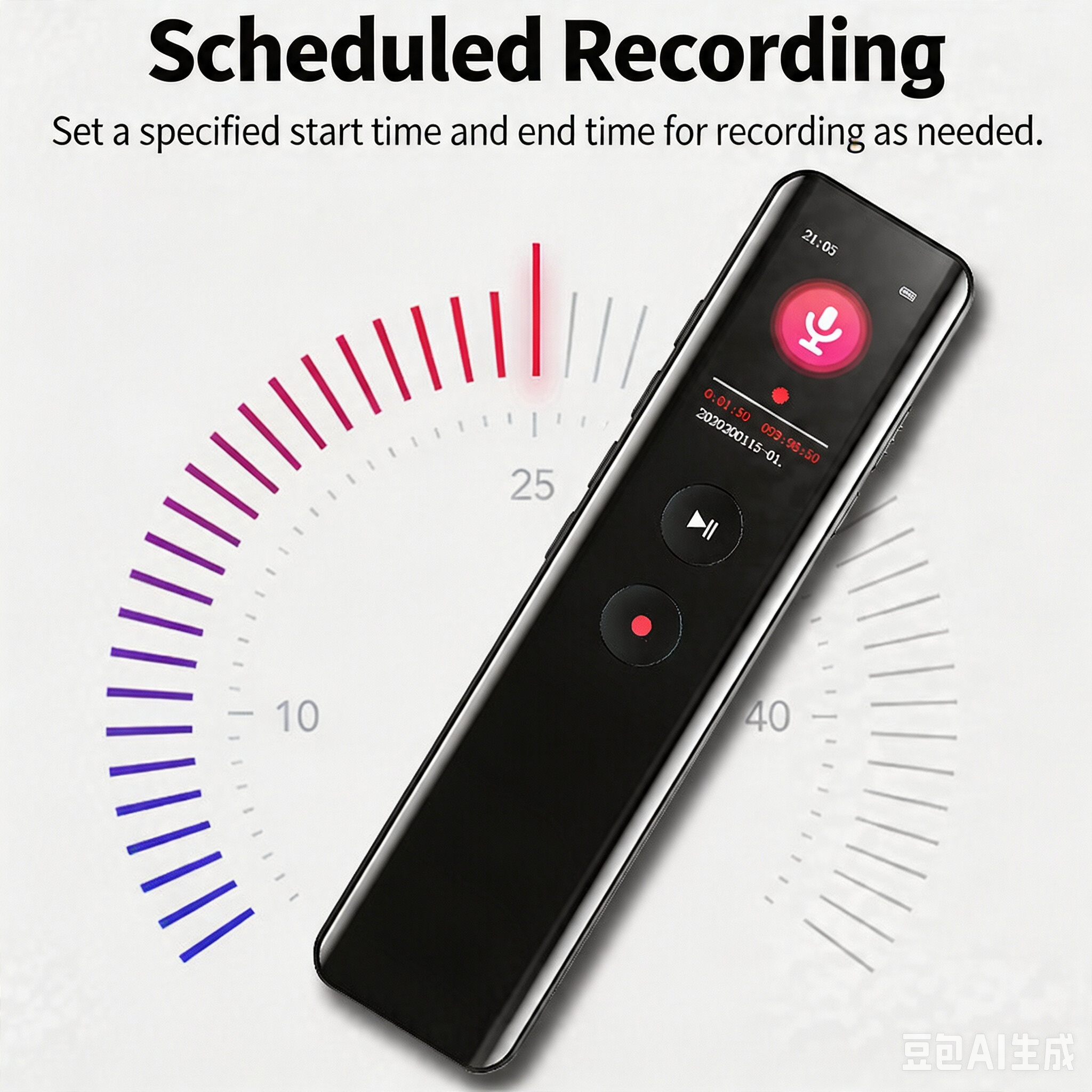 One-Touch Recording Smart Voice Recorder, Metal Body HD Noise Reduction Lossless Dictaphone