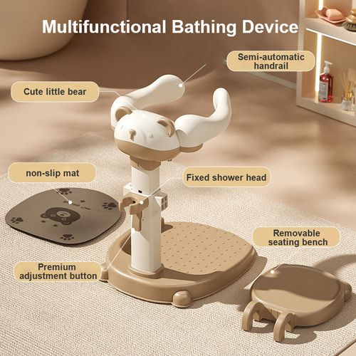 Children's Bathing Device Adjustable Bathing Stand for Home Use Anti-Slip Baby Potty Wash Basin