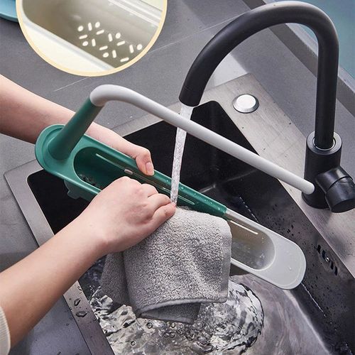 Double Telescopic Plastic Sink Drain Rack Soap Sponge Holder Organizer Sink Shelf Hanger Expandable Storage Basket Kitchen Tool