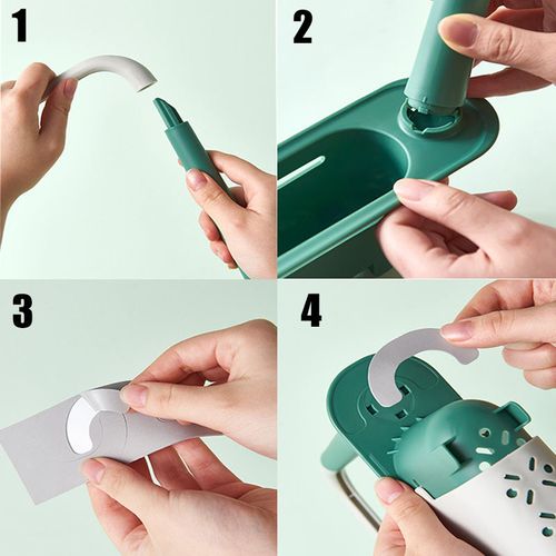 Double Telescopic Plastic Sink Drain Rack Soap Sponge Holder Organizer Sink Shelf Hanger Expandable Storage Basket Kitchen Tool