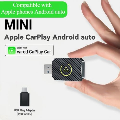 Mini Wireless CarPlay Adapter, for both Apple and Android, 2 in 1, small wireless carplay adapter, converts wired to wireless