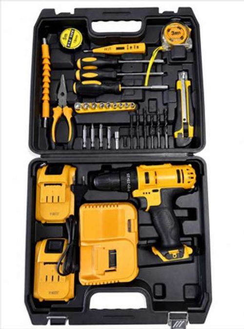 TiLECC Electric Wrench+2 Batteries +13 Pcs 1 2 Impact Wrench Hex Socket Driver BIT SET