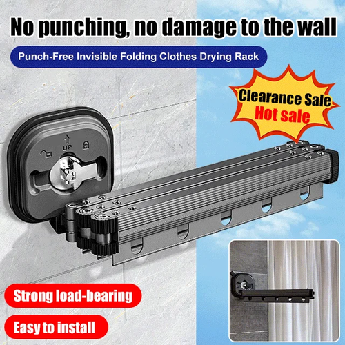*Ready to use * Suction Cup Wall Mount Folding Clothes Drying Rack💥