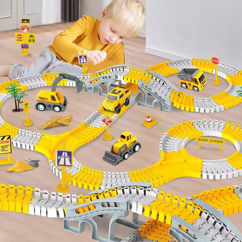 DIY Varied Splicing Engineering Road Educational Electric Slot Train Toys Railway Construction Track Play Set Building Toy