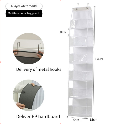 6Layers Transparent Hanging Organizers for Doors Fabric Storage Bag with Hanger Underwear Socks Clothes Toys Storage Organizer
