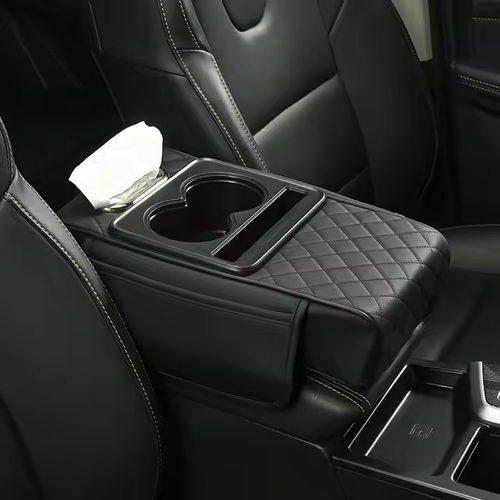 Luxury Leather Car Armrest Protection Cushion Car Interior Accessories Car Center Console Phone Cup Bottle Napkin Storage
