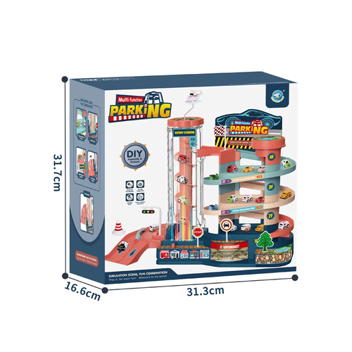 Parking Lot Set Truck Metal Parking Lot Toy for Kids Die Cast Garage Collection Toy Portable Wheel Track Play Set