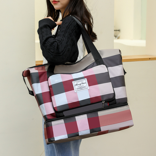 NEW YCH Folding Large Capacity Women'S Waterproof Fashionable Duffle Travel Bag With Shoe Lattice