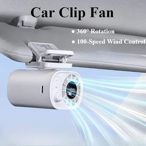 Portable Fan Clip on Car Fan Multi Purpose Use Fan with LED Display Mini Personal Cooling
