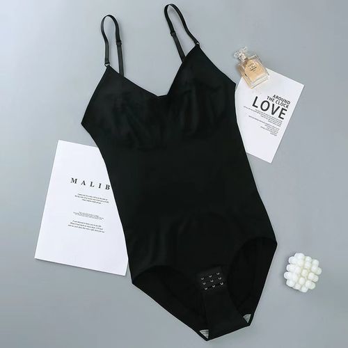 Black Seamless Body Shaper: Camisole cut, tummy control & butt lifting, sleek fit for all day confidence.