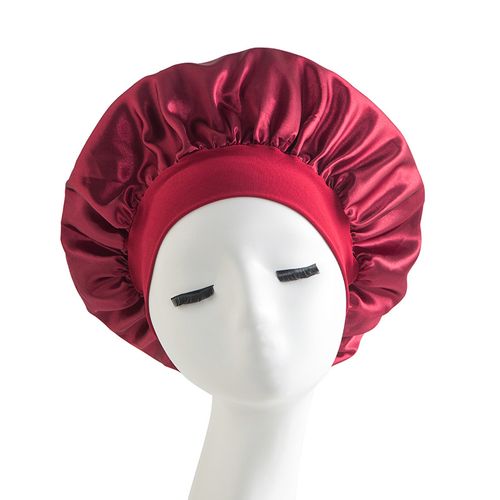 Hot-selling 3-piece set (red, black, blue): satin and silk sleep caps, silk headbands, and double-layered satin shower caps. Wide, stretchy, large-sized design fits well—perfect for sleep and shower!