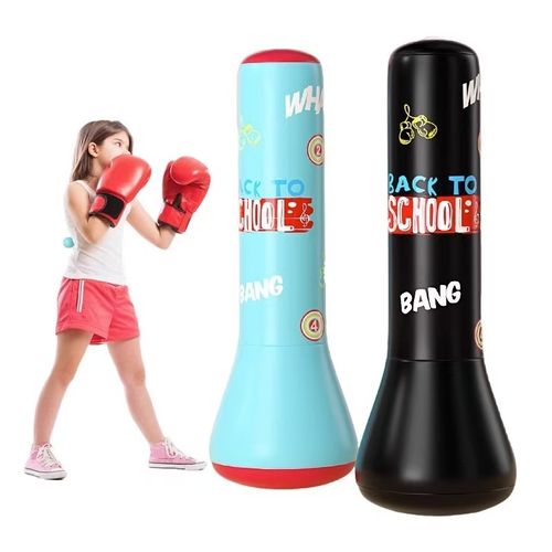 160cm Inflatable Roly-Poly Children's Toy - Upright Boxing Fitness Sandbag for Boxing, Stress Relief, Baby Training and Intellectual Development, Comes with Inflatable Pump and Boxing Gloves 说明：