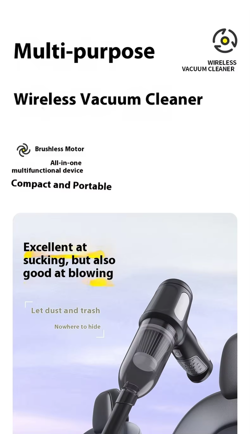 2-in-1 Suction & Blowing Mini Portable Car Vacuum Cleaner - Compact Size, Convenient to Store, Perfect for Tidying Car Seats & Gaps
