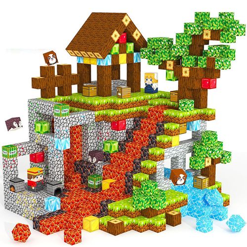 Magnetic Building Blocks: 166 Blocks + 8 Figures + 8 Weapons