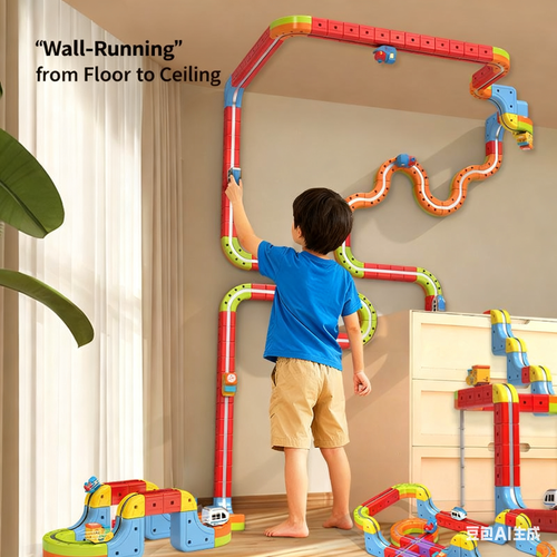 Multi-Functional Electric Magnetic Track Toy: New Structure for Flexible Building, 3D Space Creation for Fun Play, Anti-Derailment with Black Tech Magnet, Block Design for Creativity, Built-in 3.7V Rechargeable Battery, STEAM Learning for Early Education, Easy Twist Disassembly & Clear Guidance