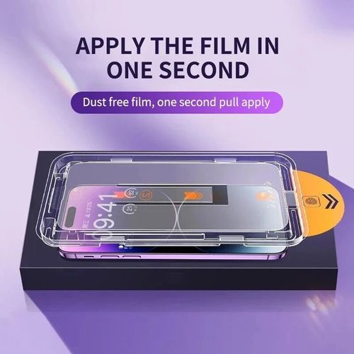 Tempered Glass Screen Protector with Dust-Free Chamber Application Tool for iPhone 15 & 16 (Includes 1 Film) - Apple 5-Second Perfect Alignment Phone Film