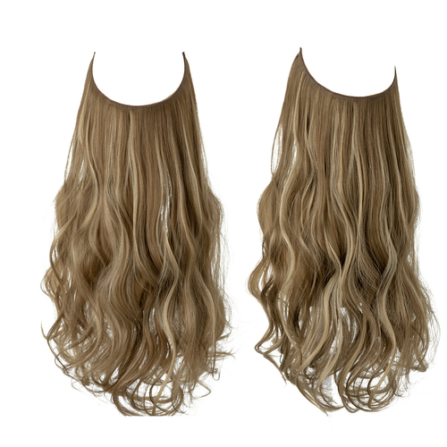 Women's One-Piece U-Shaped Hair Extension Pieces with Abundant Volume - Invisible Fish-Line Wig Pieces, Natural-Looking Long Curly Hair