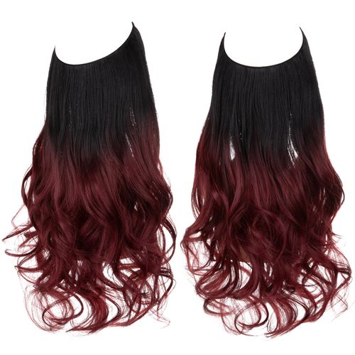 Women's One-Piece U-Shaped Hair Extension Pieces with Abundant Volume - Invisible Fish-Line Wig Pieces, Natural-Looking Long Curly Hair