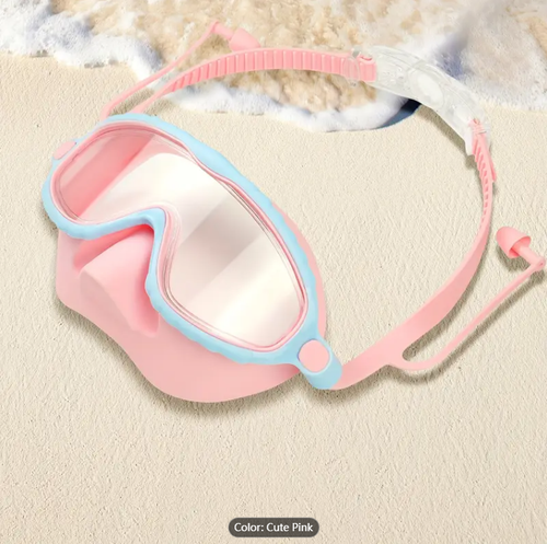 Anti Choking Kids' Swim Goggles HD Anti Fog, Large Frame, Eye and Nose Protection. Clear Vision, Safe Comfort for Kids'  Swim Time!