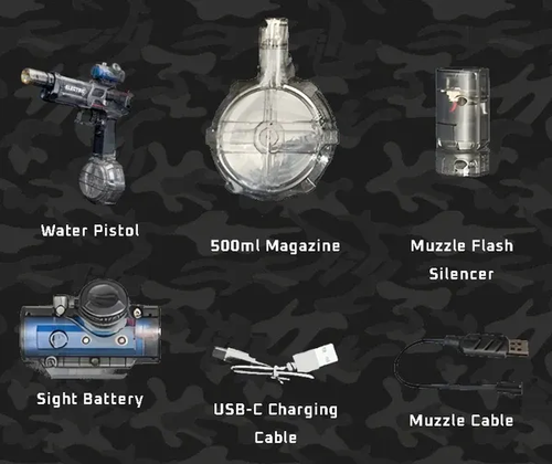 Powerful UZI Electric Water Gun—features a glowing silencer and automatic water spray. Safe for kids, delivers non-stop fun. A must-have for cool, exciting hot-day play! 💦