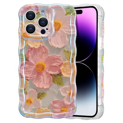 Beautiful Irregular Ruffled Edge Oil Painting Floral Print TPU Phone Case for iPhone