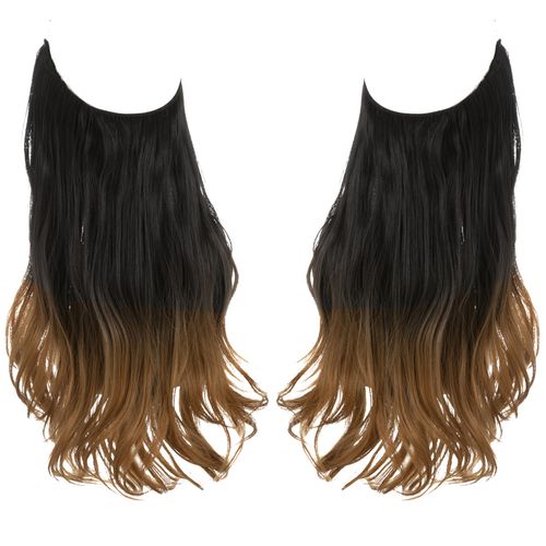 Women's One-Piece U-Shaped Hair Extension Pieces with Abundant Volume - Invisible Fish-Line Wig Pieces, Natural-Looking Long Curly Hair