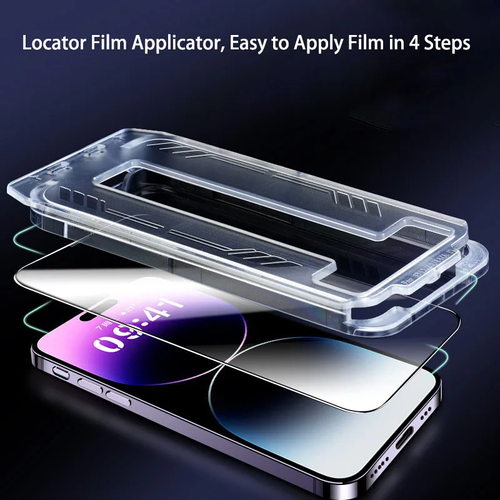 Dust Free Film Applicator for iPhone 15.16.17 with 3 Privacy Tempered Frosted Electroplated Screen Protectors