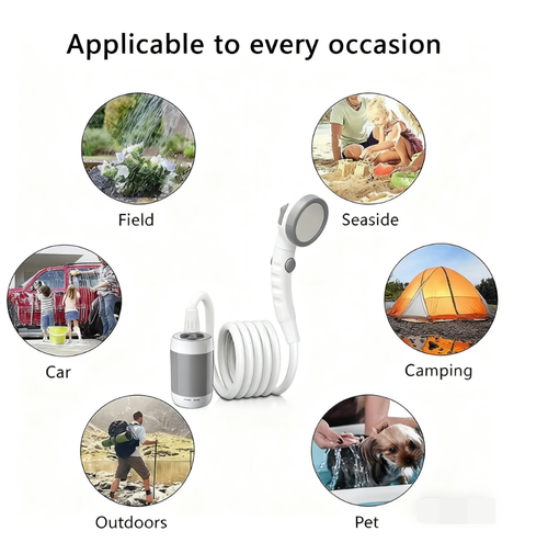 Powerful Rechargeable Portable Shower for Africa - Self-Priming, Water-Saving, Long Battery Life! Perfect for Camping, Farms, Dorms & Outdoor Bathing Anywhere!
