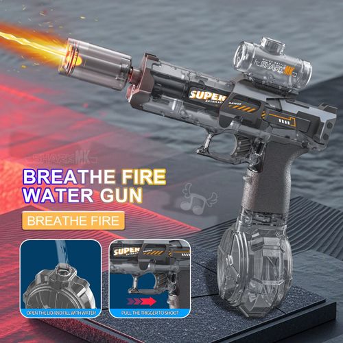 Powerful UZI Electric Water Gun—features a glowing silencer and automatic water spray. Safe for kids, delivers non-stop fun. A must-have for cool, exciting hot-day play! 💦