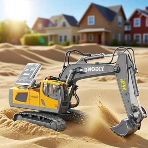 Mudsterz Excavator, Mudsterz Trucks, 360 Rotation Alloy Remote Control Excavator, Rc Trucks and Dump Truck Set for Adults with Cool Lights and Sounds (1PCS-A)
