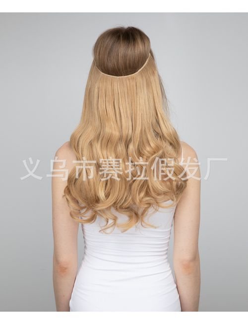 Women's One-Piece U-Shaped Hair Extension Pieces with Abundant Volume - Invisible Fish-Line Wig Pieces, Natural-Looking Long Curly Hair