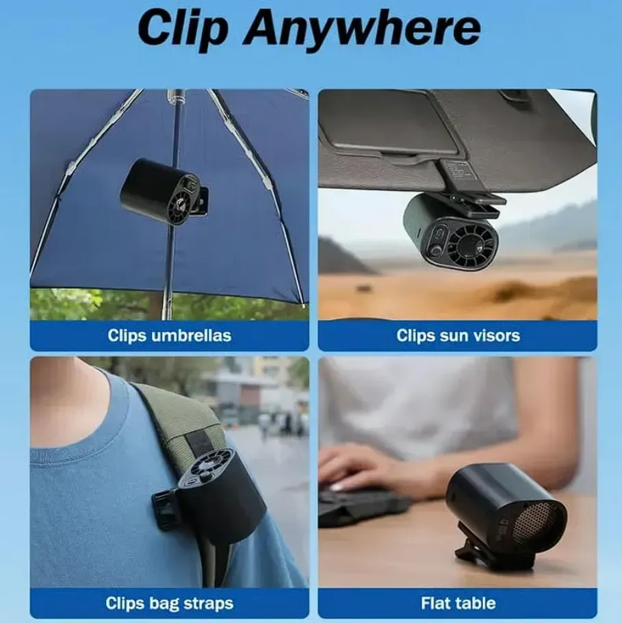USB Clip-On Car Fan with LED Display