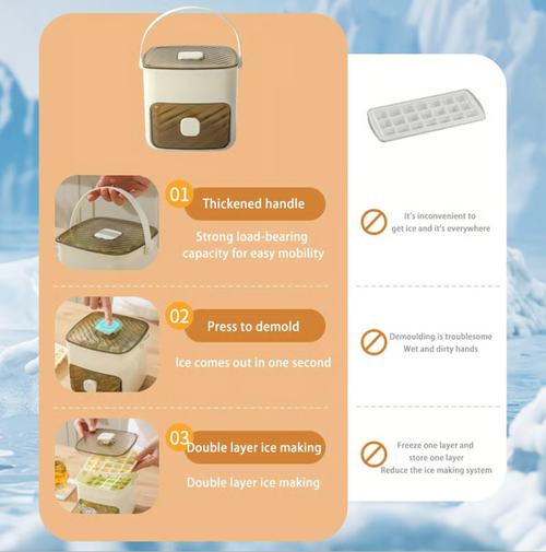 🧊❄️Ice Cube Tray with Lid and Bin – Make Ice-Making Simple