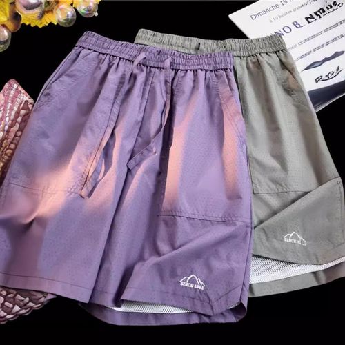 New dopamine mesh quick-drying breathable shorts for men, summer sports, thin, large-sized, loose and casual five-inch pants
