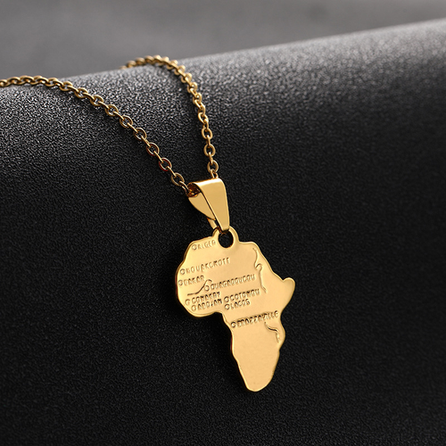 🤩18k gold-plated fashionable new custom African map necklace - personalized gold stamping jewelry