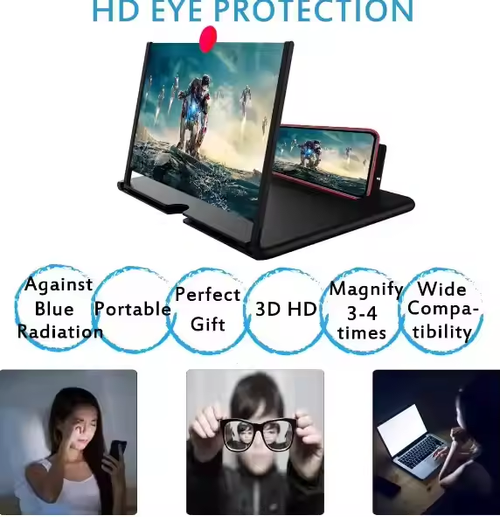 The latest portable mobile phone screen zoom amplifier, 12-inch mobile phone screen magnifying glass, provides clearer magnification and better eye protection