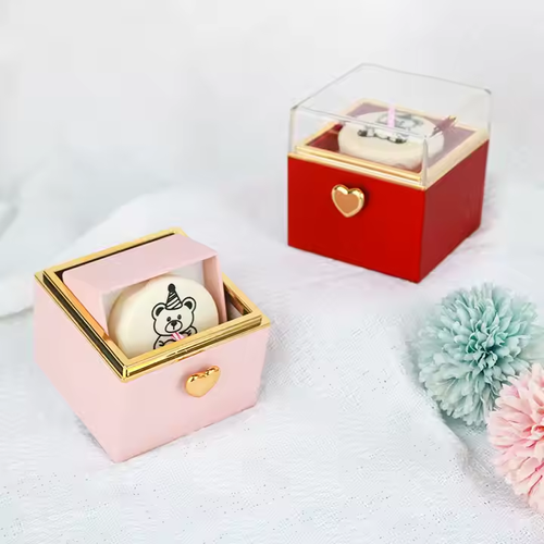 New design Surprise gift Rotating Hidden Jewelry box Bear cake display jewelry box 🎉