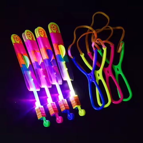 Light toys, bow toys, glowing toys, flying arrows, helicopter flying toys, outdoor flashlights, children and adults, rubber band catapults, party props