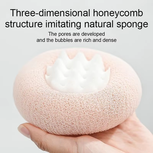 New soft net exfoliating bath massage ball with round handle and suction cup