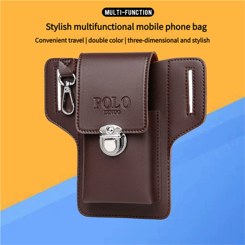 Buy one, get one free 😎The new upright phone case for men's phone is made of leather. It can hold a cigarette box, hang keys and be worn with a belt.