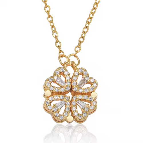 2025 Hot Sale Women's opening and closing clover necklace, fashionable love folding creative collarbone chain