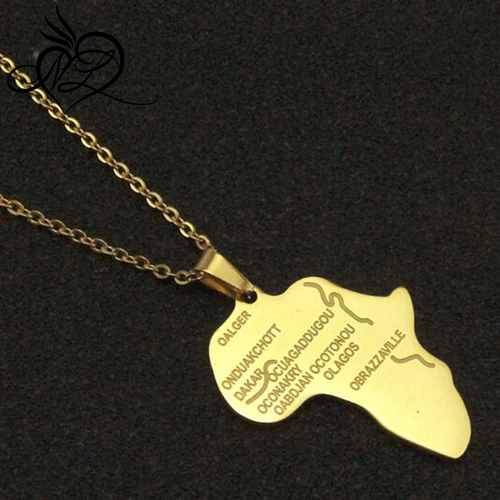 🤩18k gold-plated fashionable new custom African map necklace - personalized gold stamping jewelry
