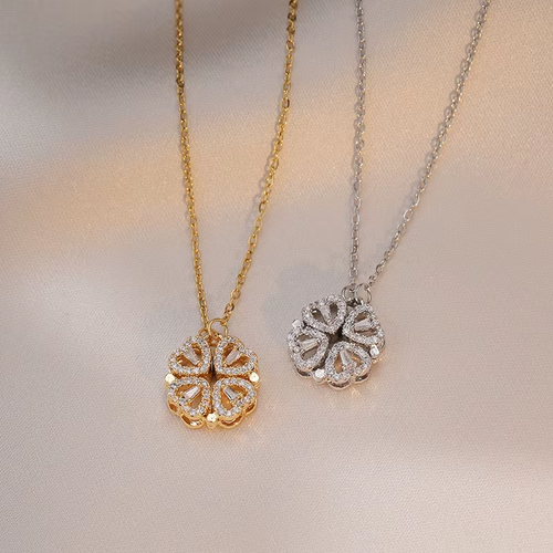 2025 Hot Sale Women's opening and closing clover necklace, fashionable love folding creative collarbone chain