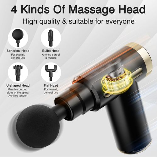 cotsoco Deep Tissue Massage Gun, with 4 massage heads and 6 speeds, is an electric mini handheld body massagers that can relieve any pain. It's the best gift for dad and mom