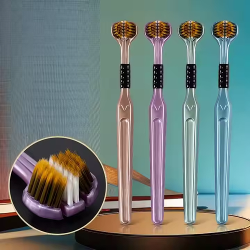 The new best-selling 3d triple cleaning three-sided soft-bristled toothbrush
