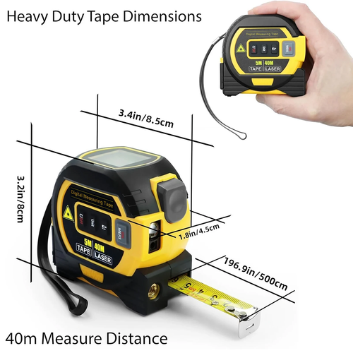 😀3-in-1 Laser Rangefinder - 40 meters  130 feet Digital Measuring Instrument - Tape Measure Rangefinder - Area and Volume Measuring Tools - Laser Rangefinder