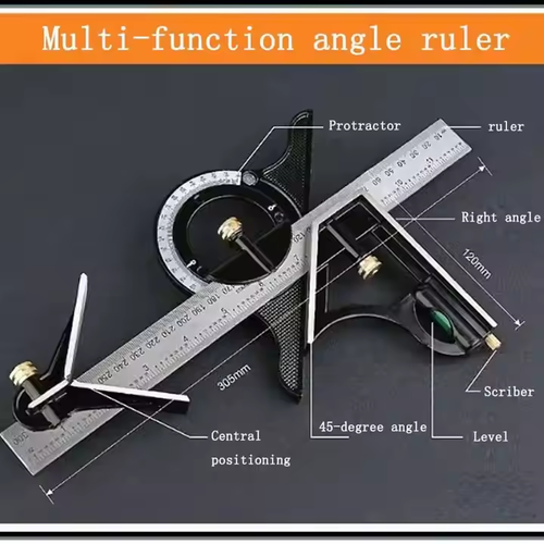 Multifunctional stainless steel precision adjustable Angle ruler measuring tool