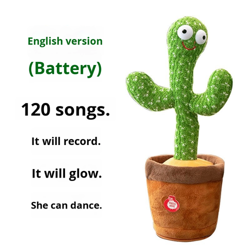 120 - Electronic dance-themed plush toy with spiky leaves and fluffy cotton stuffing. Features repetitive recording function. Ideal gift for children. Cute stuffed toy for kids.😍🤩